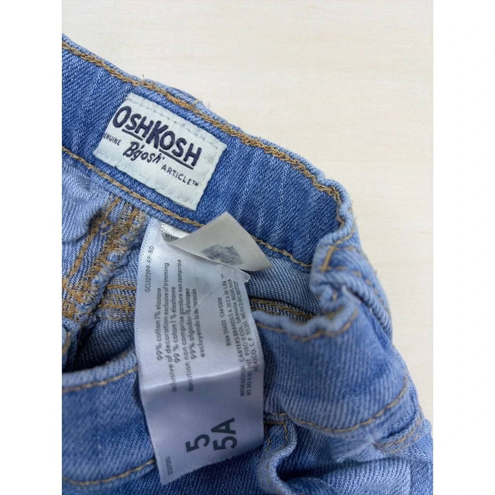 OshKosh Bgosh Girls Blue Butterfly Embroidered Wide Leg Jeans Size 5 5A
